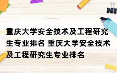 重庆大学的信息安全专业怎么样？重庆大学安全工程怎么样